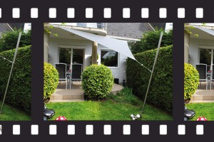 Állítható magasságú és dőlésszögű napvitorla